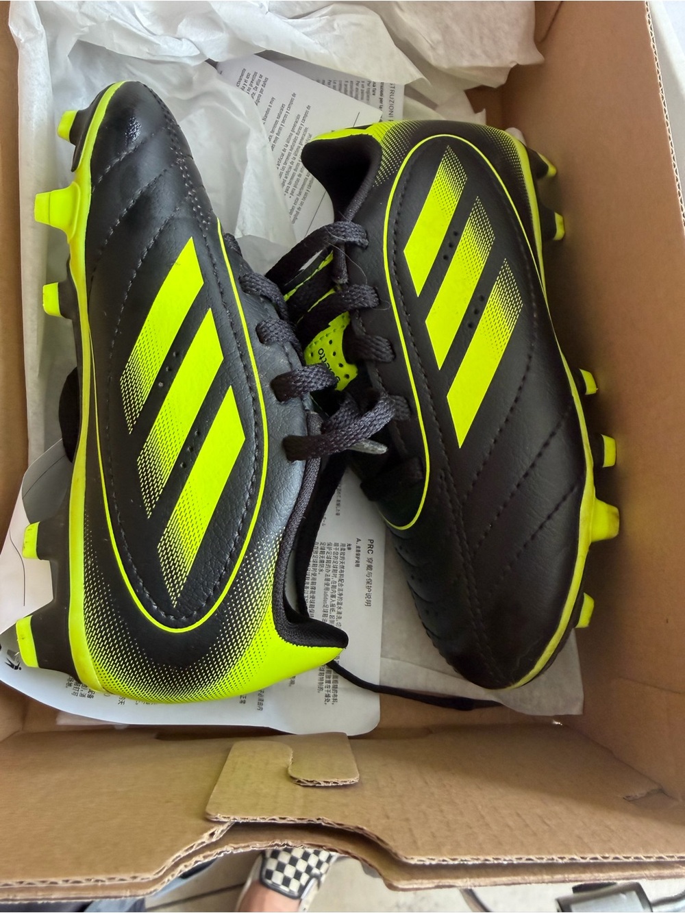 adidas Black & Neon Yellow Golett0 IX FG/MG Soccer Cleats- 9
